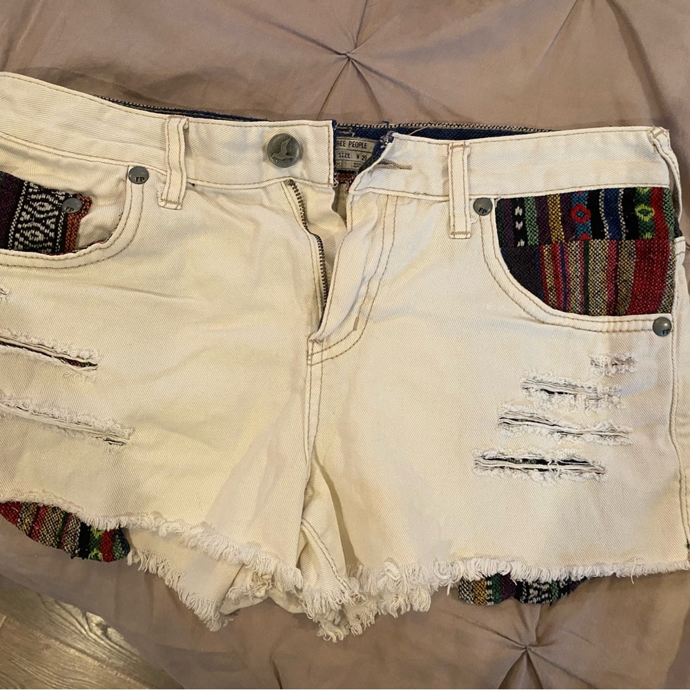 Free People white jean shorts
